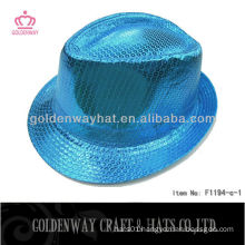 Blue Sequin Fedora Hat F1194-C satin shine blue party hats fedora hats for wholesale